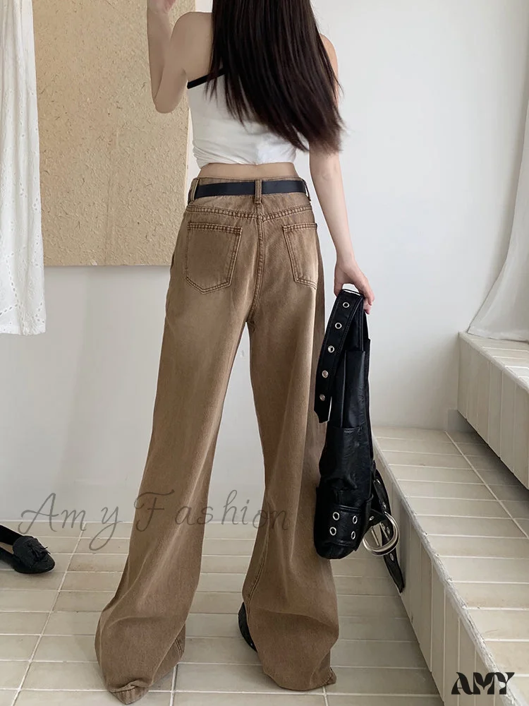 Solid Color Slim Casual Loose Simple Basic Dark Chicly Jeans - Image 4