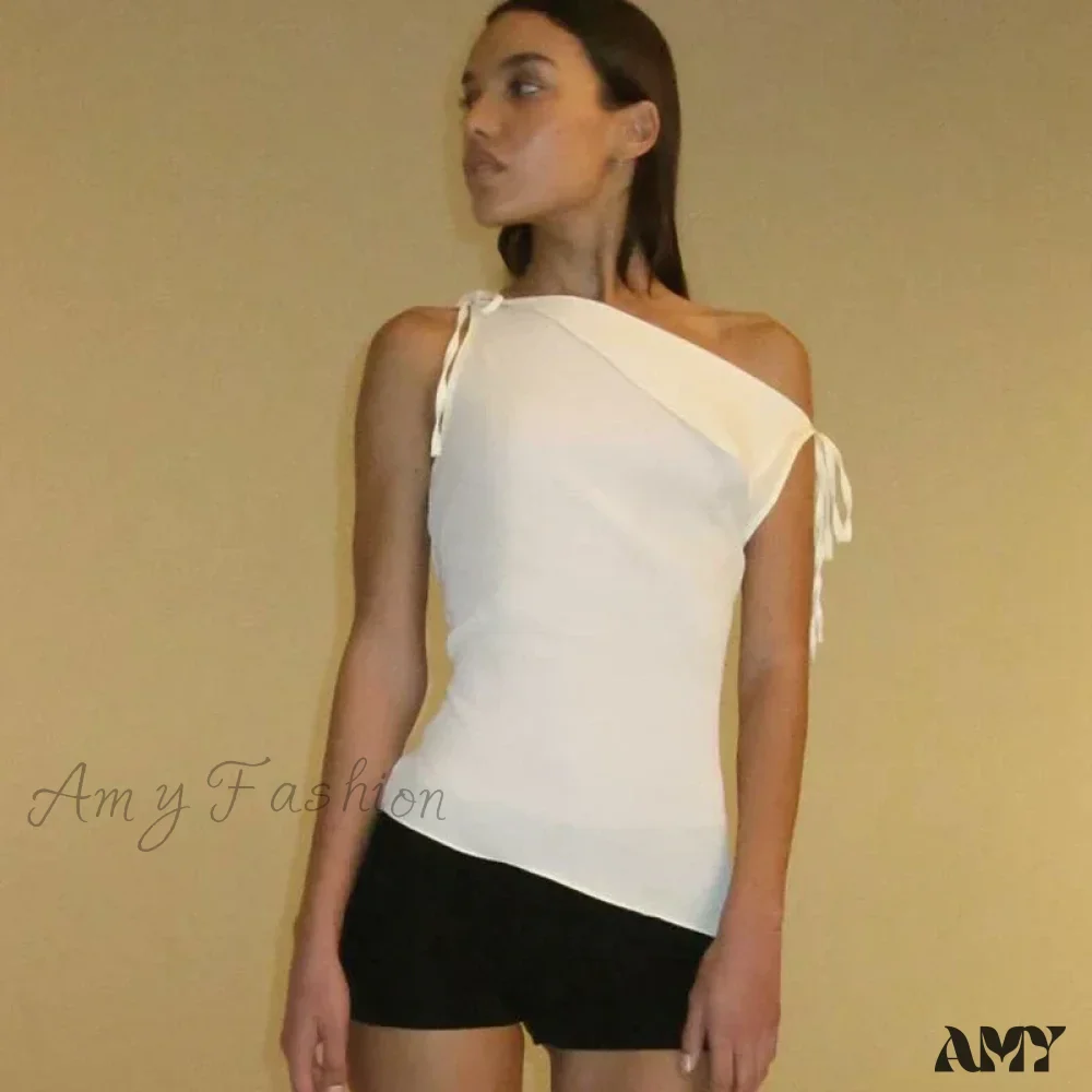 Solid Color Summer Casual Sleeveless Chic Lace Up Skinny Streetwear Crop Top - Image 3