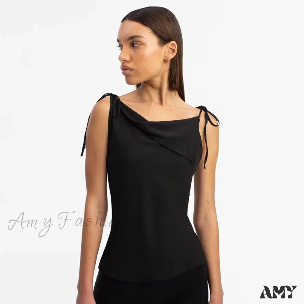 Solid Color Summer Casual Sleeveless Chic Lace Up Skinny Streetwear Crop Top - Image 5