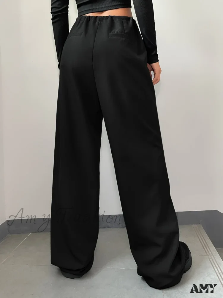 Amy Fashion - Solid Drawstring Waist Parachute Pants - Image 2