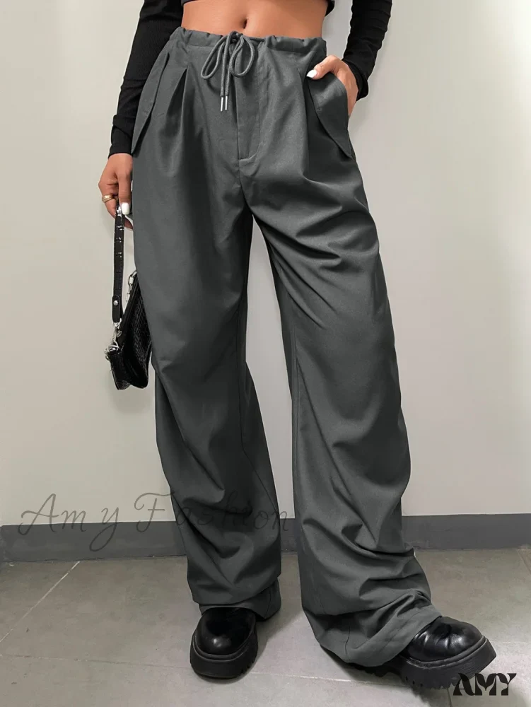 Amy Fashion - Solid Drawstring Waist Parachute Pants - Image 7