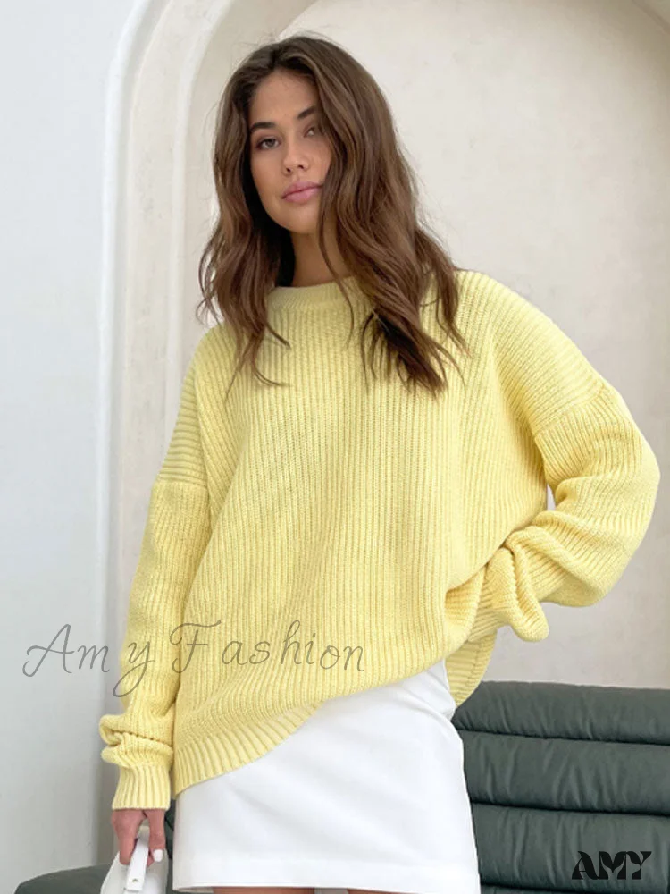 Amy Fashion - Chic O-neck Elegant Knitted Sweater Pullovers - Image 3