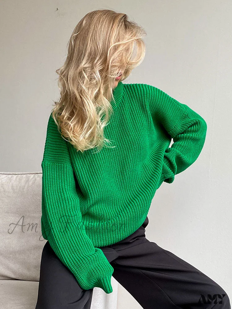 Amy Fashion - Chic O-neck Elegant Knitted Sweater Pullovers - Image 5