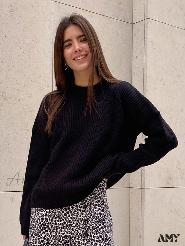 Amy Fashion - Chic O-neck Elegant Knitted Sweater Pullovers - Image 7