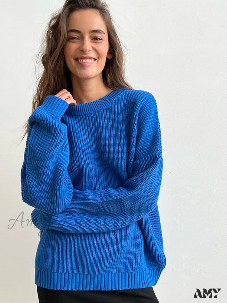 Amy Fashion - Chic O-neck Elegant Knitted Sweater Pullovers - Image 9