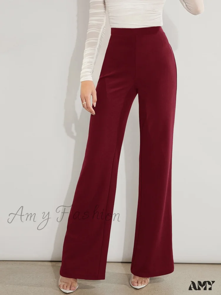 Amy Fashion - Solid High Waist Wide Leg Pants - Image 9