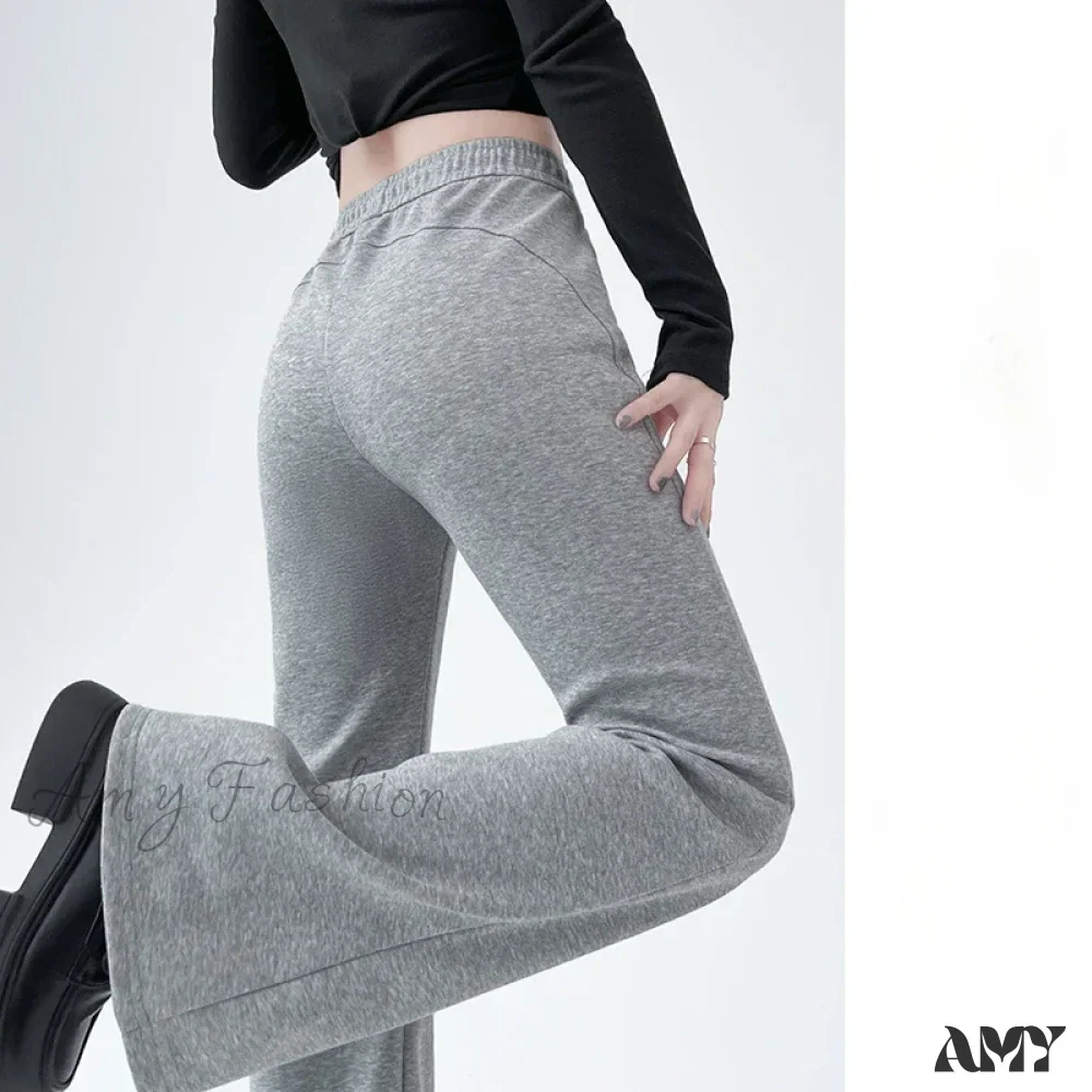 Solid High Waisted Basic Slim Fitness Flared Pants - Image 4