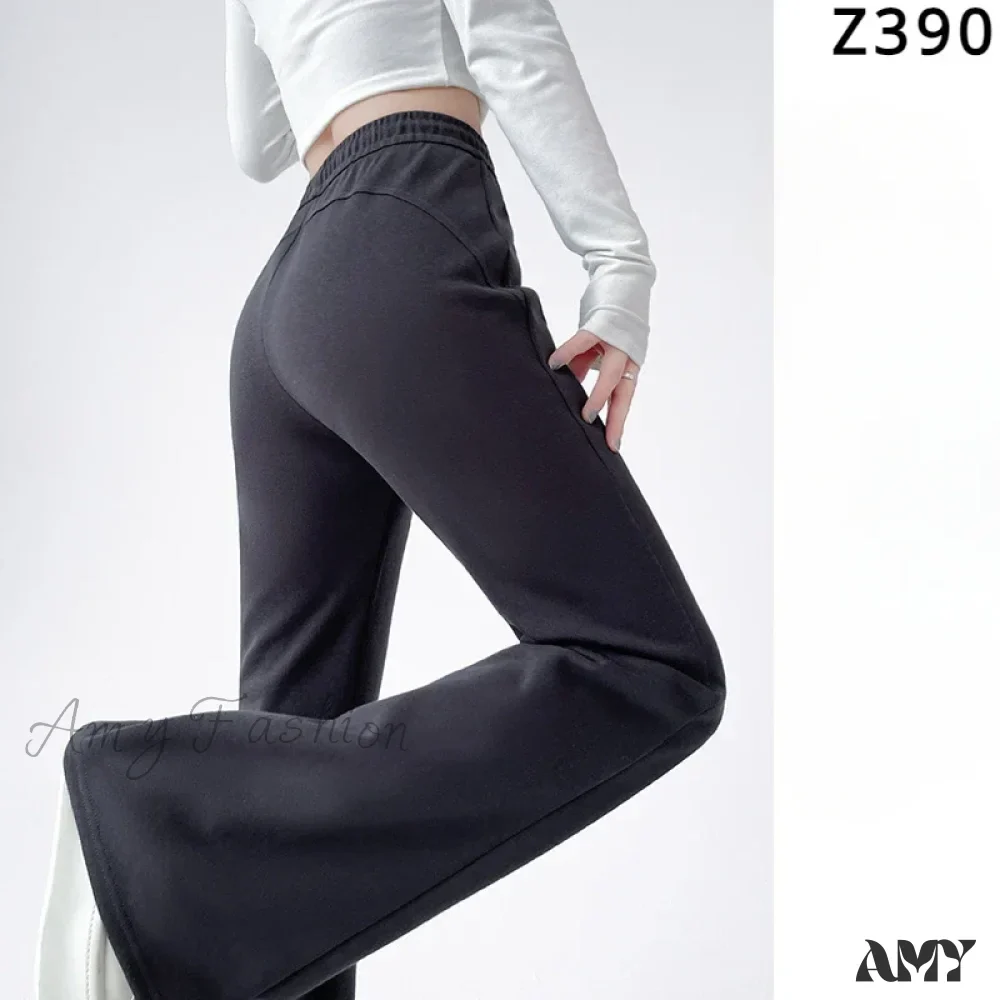 Solid High Waisted Basic Slim Fitness Flared Pants - Image 6
