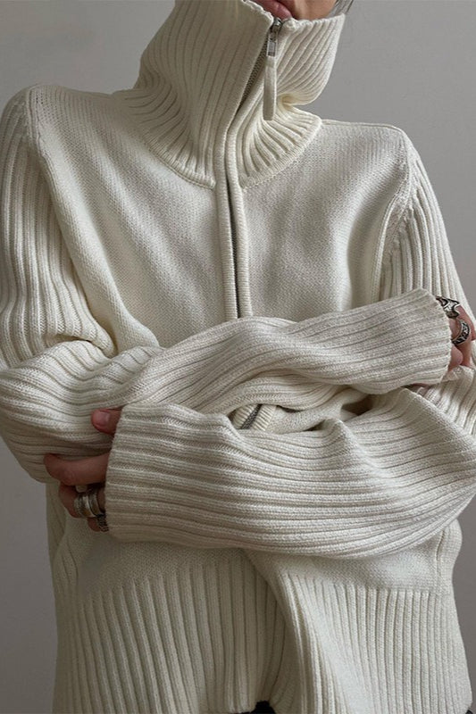 Solid Loose Collared Slouchy Knit Cardigan - Image 3