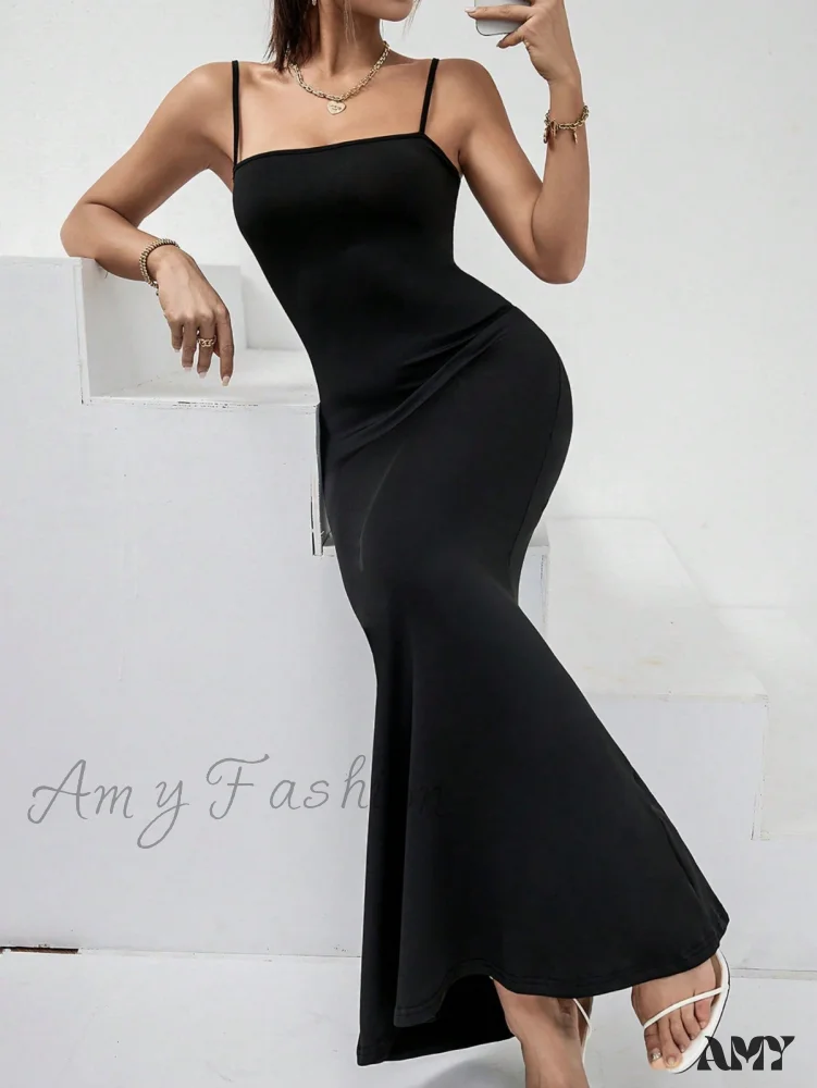 Amy Fashion - Solid Mermaid Hem Cami Dress - Image 3