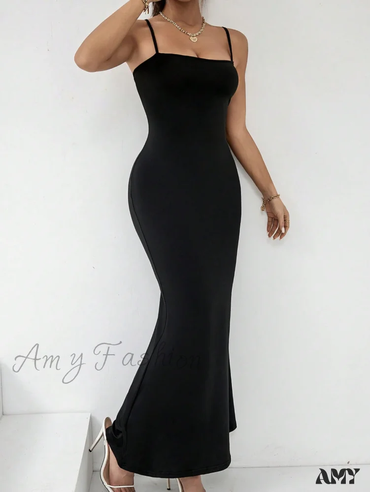 Amy Fashion - Solid Mermaid Hem Cami Dress - Image 4