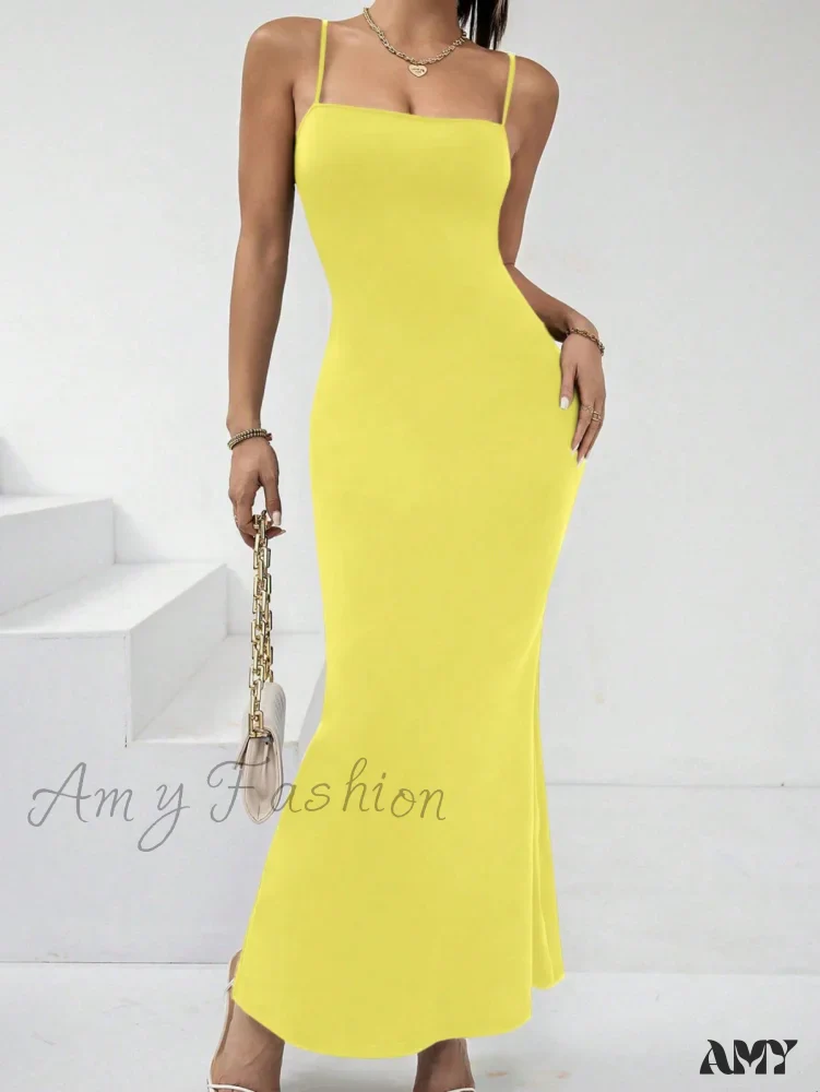 Amy Fashion - Solid Mermaid Hem Cami Dress - Image 9