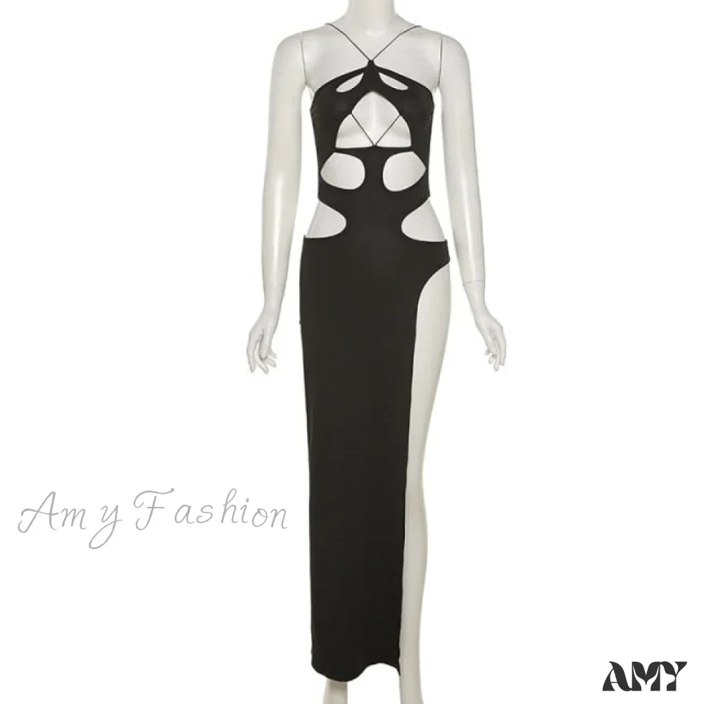 Amy Fashion - Solid Sexy Irregular Beach Vacation Long Dresses - Image 3