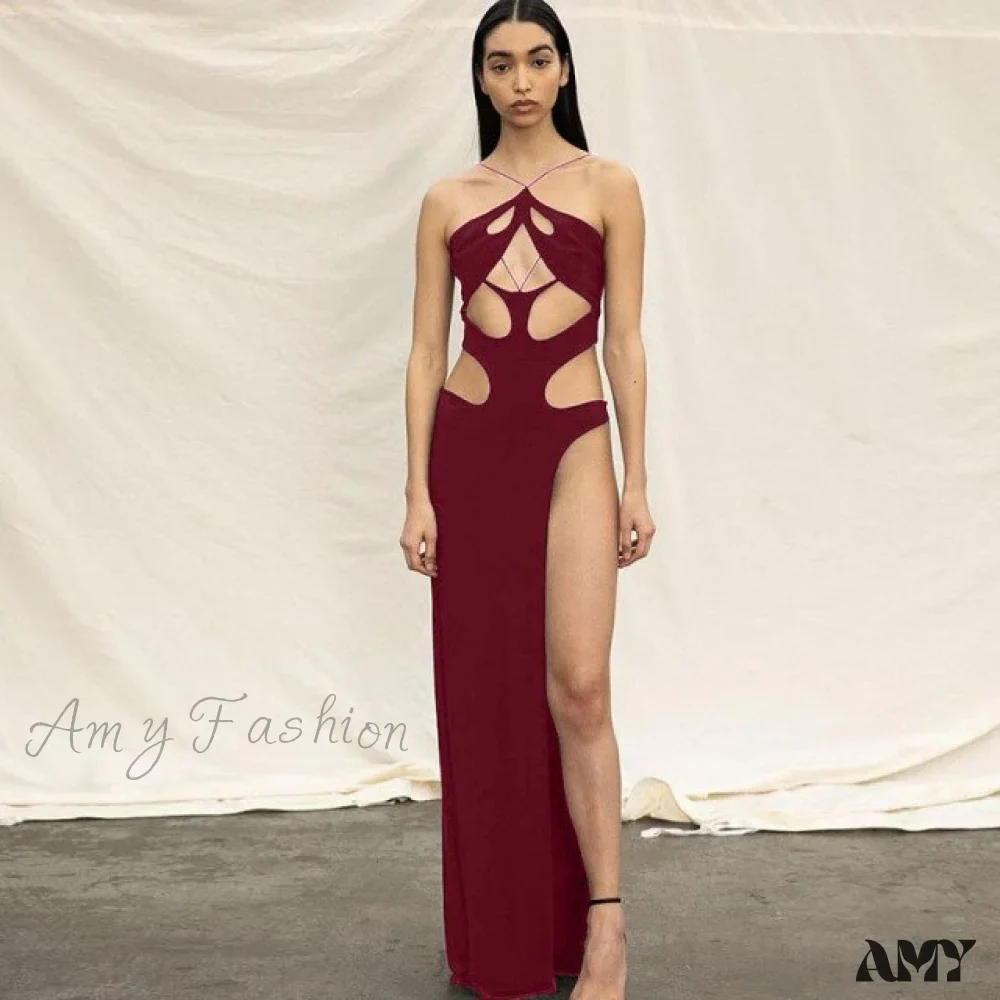 Amy Fashion - Solid Sexy Irregular Beach Vacation Long Dresses - Image 4