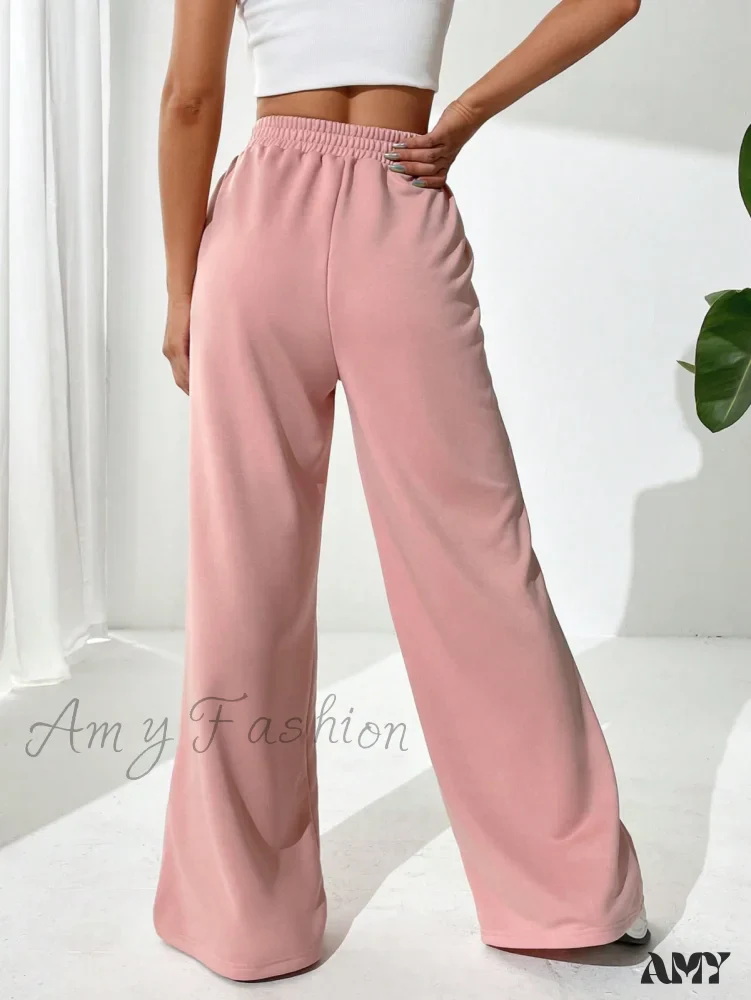 Amy Fashion - Solid Wide Leg Sweatpants - Image 2