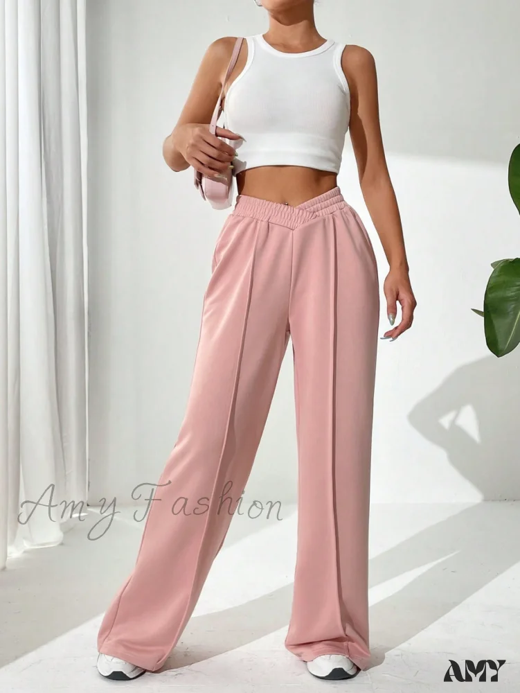Amy Fashion - Solid Wide Leg Sweatpants - Image 4