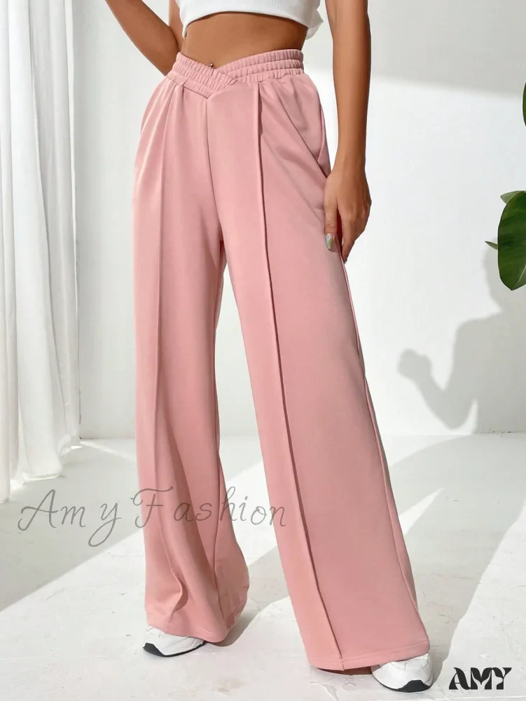 Amy Fashion - Solid Wide Leg Sweatpants - Image 5