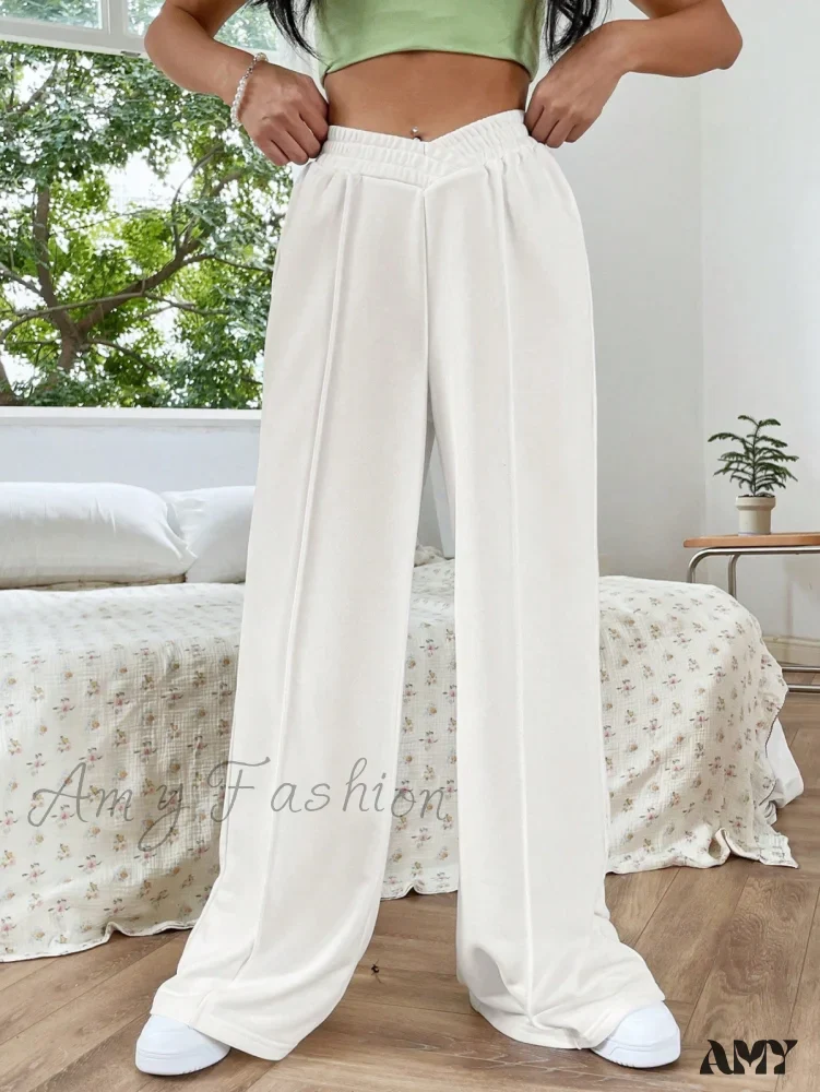 Amy Fashion - Solid Wide Leg Sweatpants - Image 9