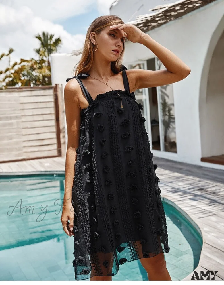 Amy Fashion - Solid Wrapped Chest Floral Loose Sleeveless Beach Dress - Image 11