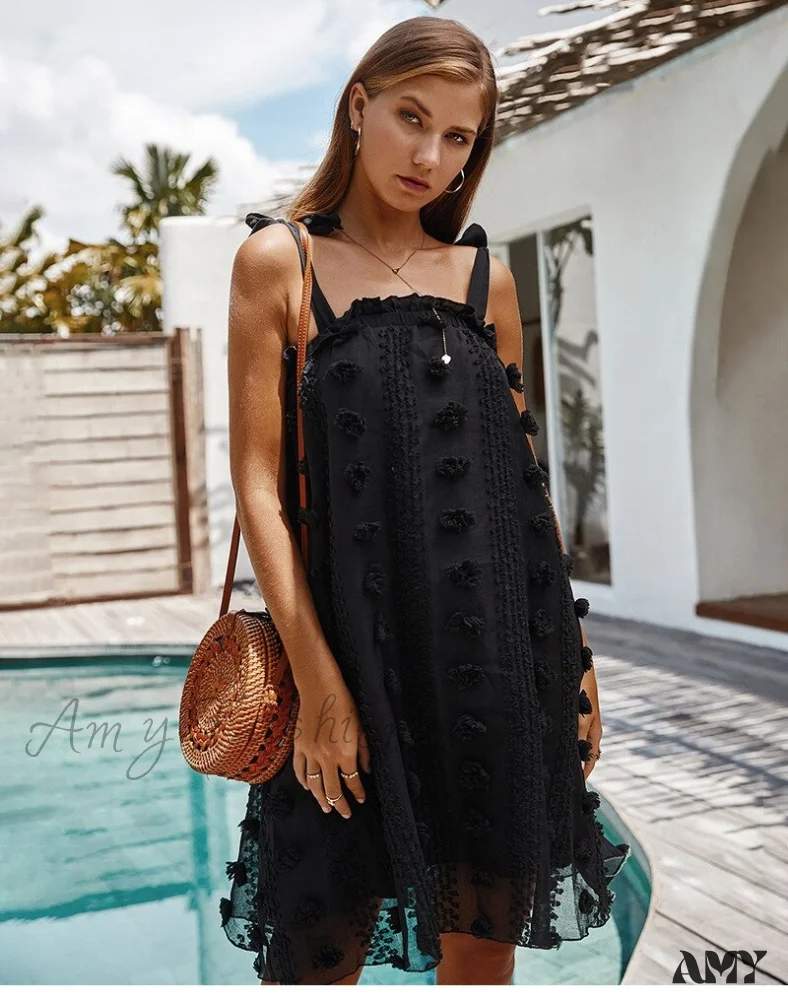 Amy Fashion - Solid Wrapped Chest Floral Loose Sleeveless Beach Dress - Image 12