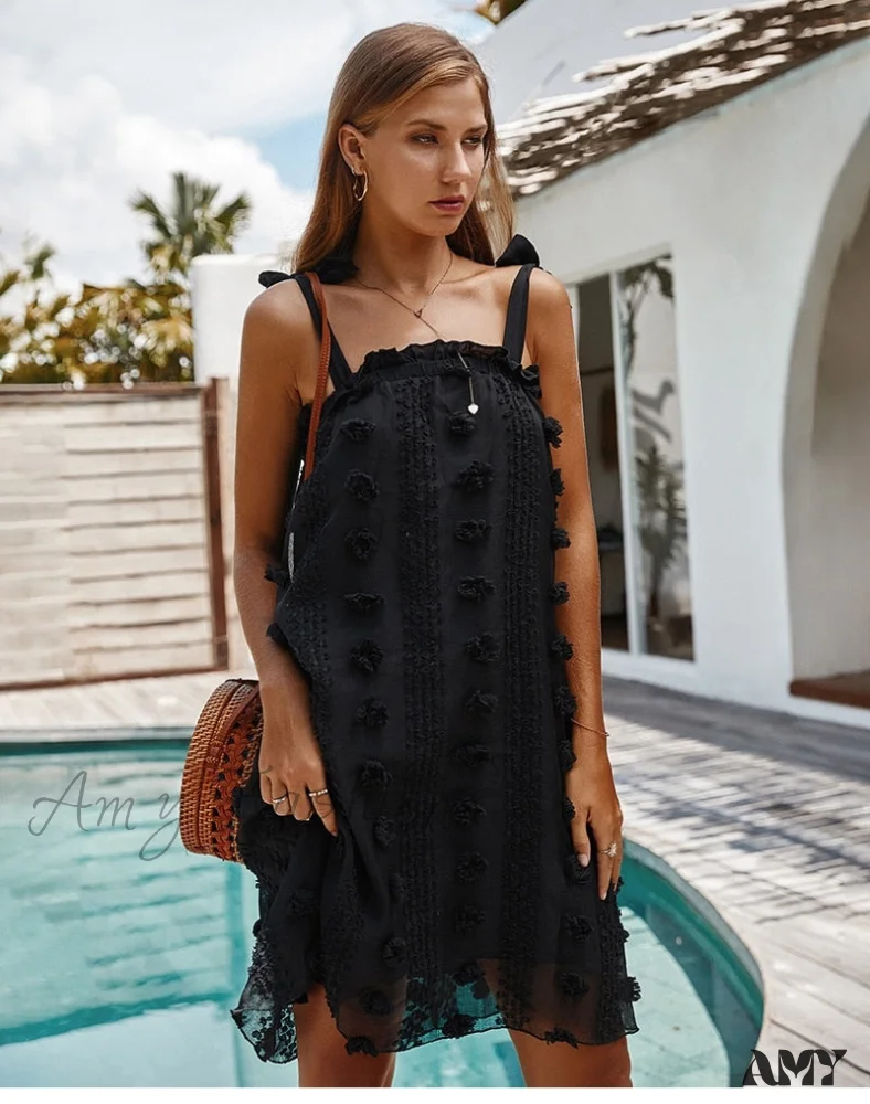 Amy Fashion - Solid Wrapped Chest Floral Loose Sleeveless Beach Dress - Image 13