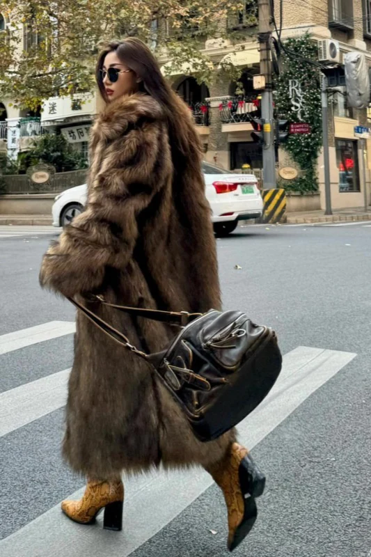 Spicy Girl Faux Fox Fur Thick Warm Oversized Coat - Image 3