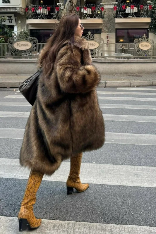 Spicy Girl Faux Fox Fur Thick Warm Oversized Coat - Image 4