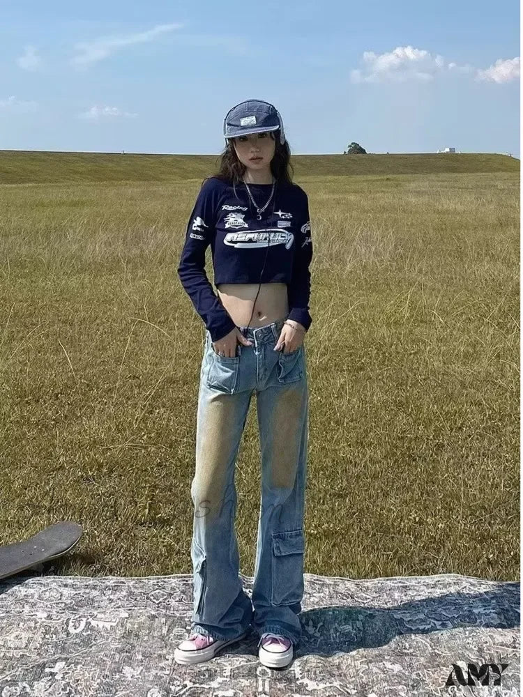 Amy Fashion - Spring and Autumn New Thin and Small Style Design Feel Loose Straight Leg Fashion Women's Jean - Image 3
