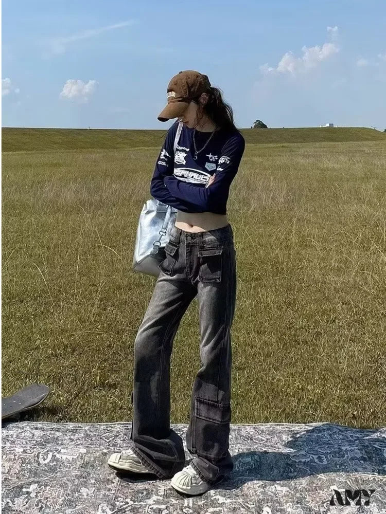 Amy Fashion - Spring and Autumn New Thin and Small Style Design Feel Loose Straight Leg Fashion Women's Jean - Image 6