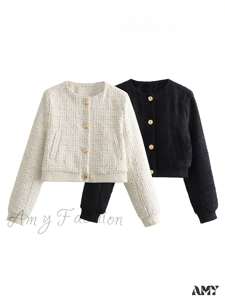 Spring Solid Loose Single Breasted Cropped Cardigan Pockets Coat - Image 2