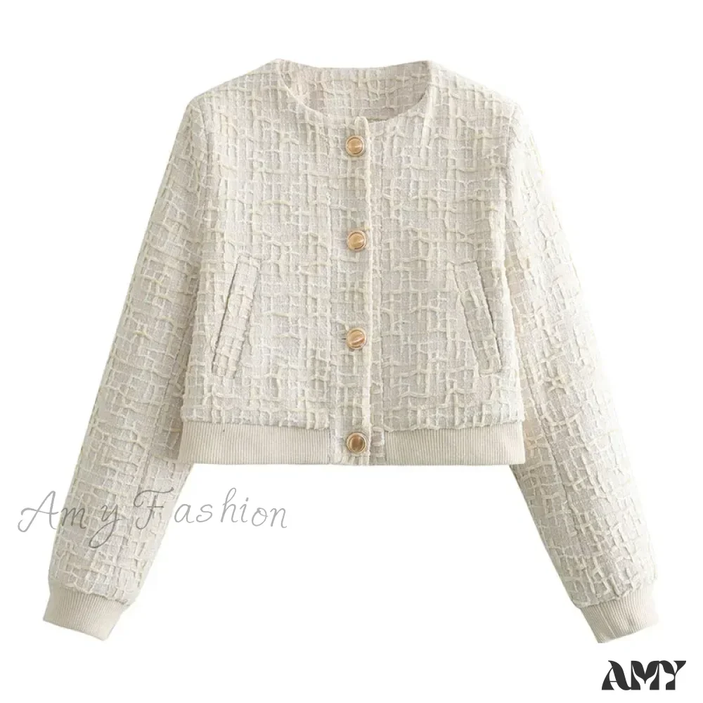 Spring Solid Loose Single Breasted Cropped Cardigan Pockets Coat - Image 5