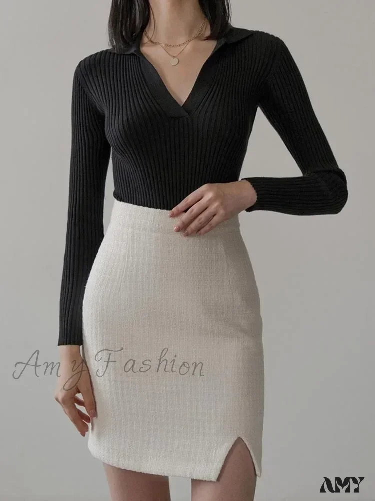 Spring Women's Knitted Blouse Long Sleeve Polo Collar Slim Stylish Cozy Trendy Comfortable Elegant Sweater - Image 7