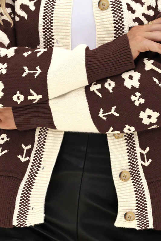 Square Collar Button Fashion Loose Knit Cardigan - Image 2