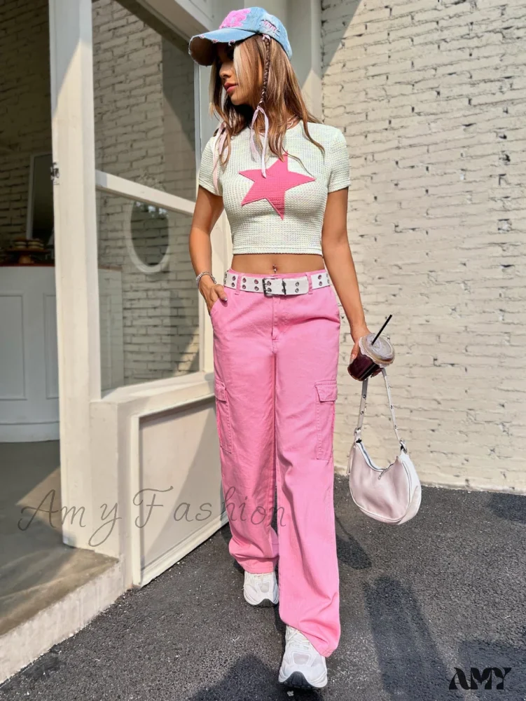 Amy Fashion - Star Patched Crop Tee - Image 6