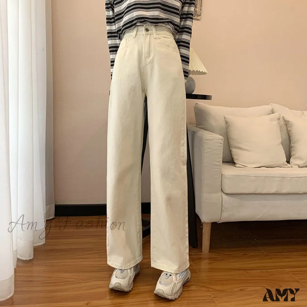 Amy Fashion - Straight Leg High Waist Stretch Denim Trousers - Image 3