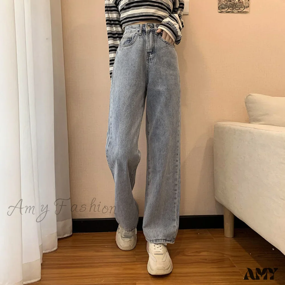 Amy Fashion - Straight Leg High Waist Stretch Denim Trousers - Image 4