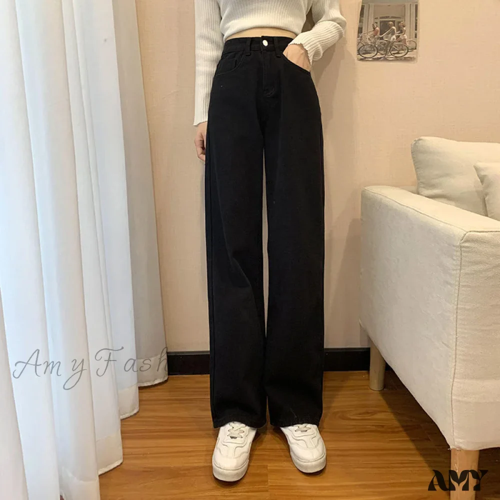 Amy Fashion - Straight Leg High Waist Stretch Denim Trousers - Image 5