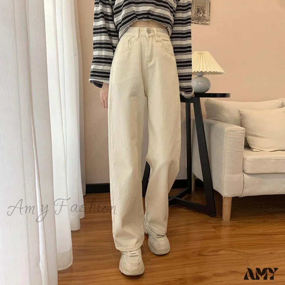Amy Fashion - Straight Leg High Waist Stretch Denim Trousers - Image 6