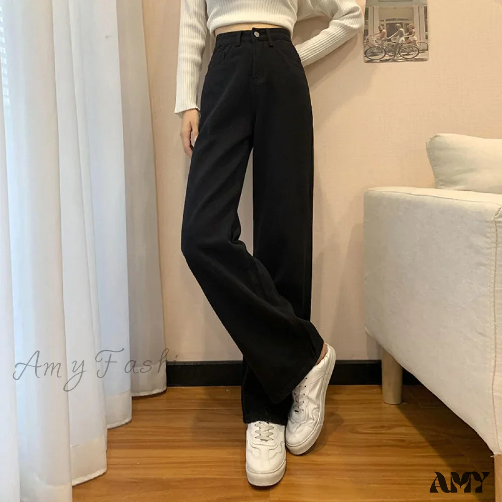 Amy Fashion - Straight Leg High Waist Stretch Denim Trousers - Image 8