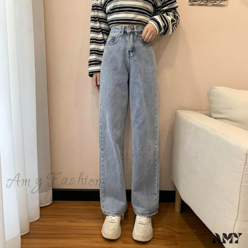 Amy Fashion - Straight Leg High Waist Stretch Denim Trousers - Image 9