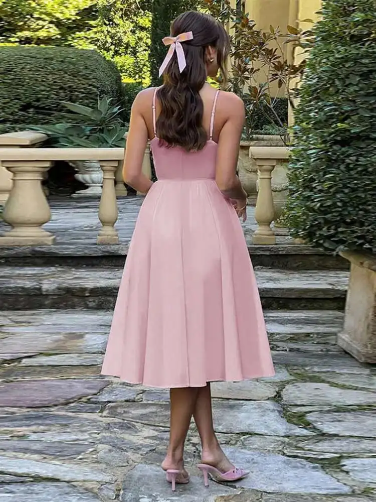Strap Strap A-Line Party Midi Dress - Image 2