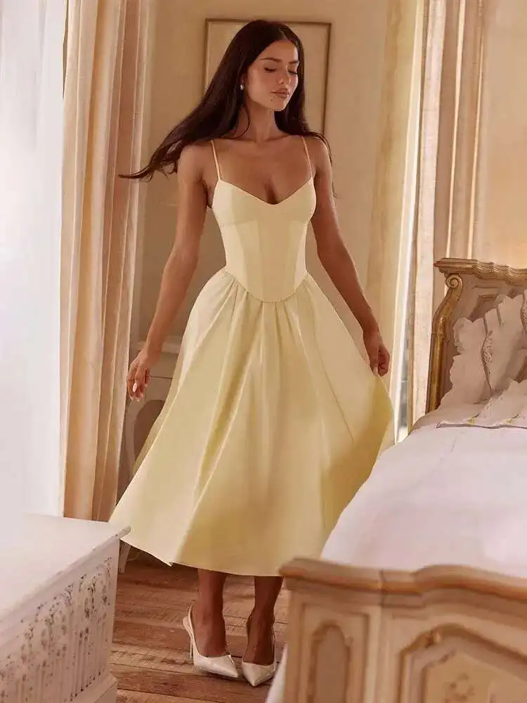 Strap Strap A-Line Party Midi Dress - Image 4