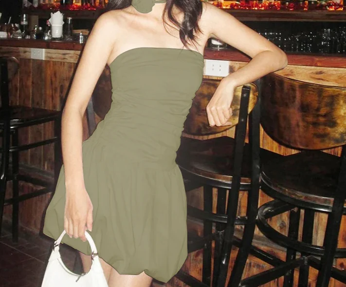 Strapless Bubble Ruched Short Mini Dress - Image 2