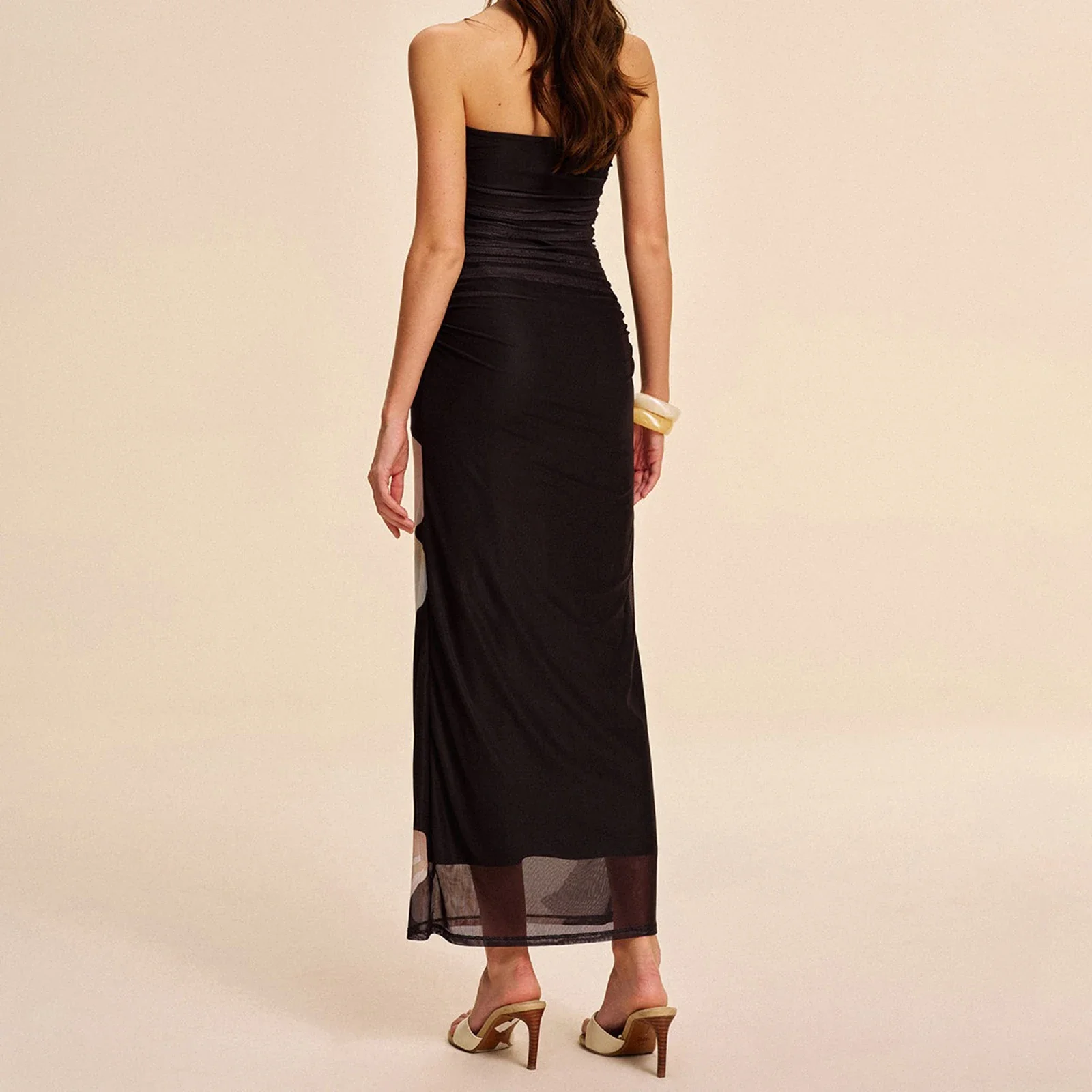Strapless Floral Layered Bodycon Vacation Dress - Image 4