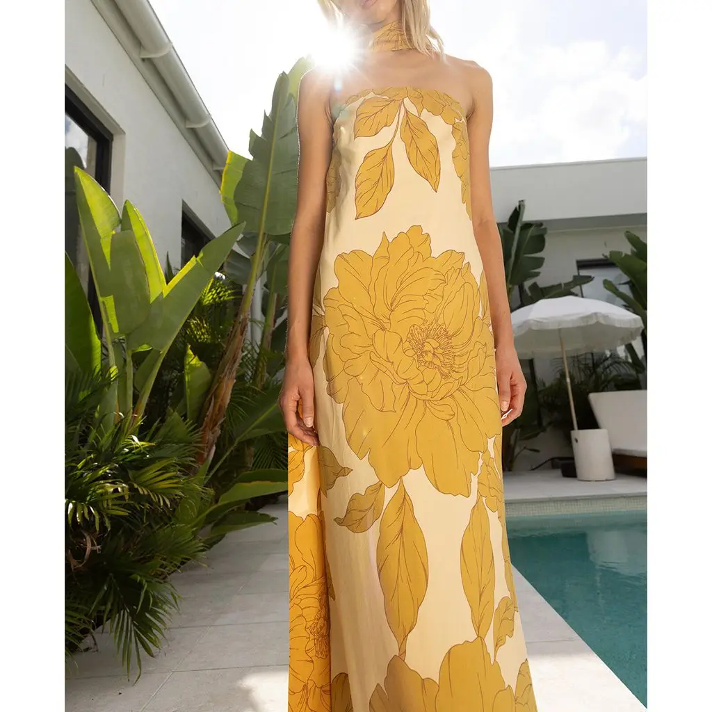 Strapless Floral Slim Tube Vacation Dress - Image 2