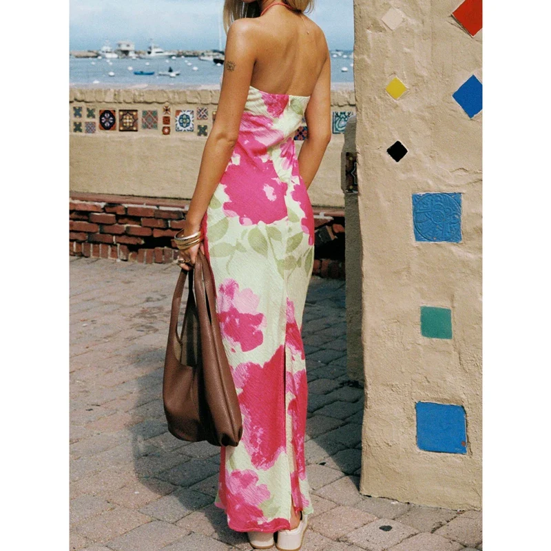 Strapless Floral Split Tube Vacation Dress - Image 2