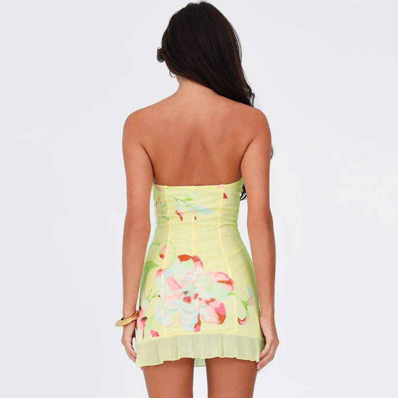 Strapless Floral Vacation Mini Dress - Image 4