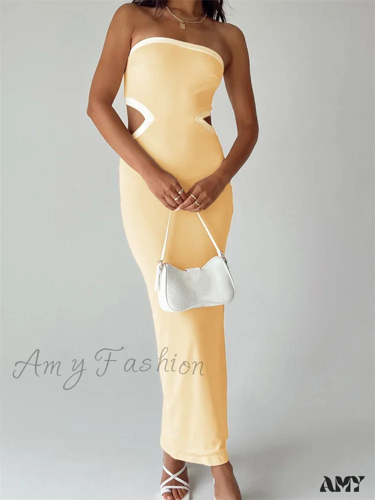 Amy Fashion - Strapless Off Shoulder Tube for Women Party Streetwear Waist Hollow Out Back Split Female Vestidos - Image 2