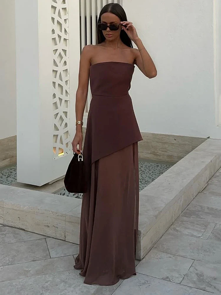 Strapless Ribbon Mesh Beach Maxi Dress - Image 4