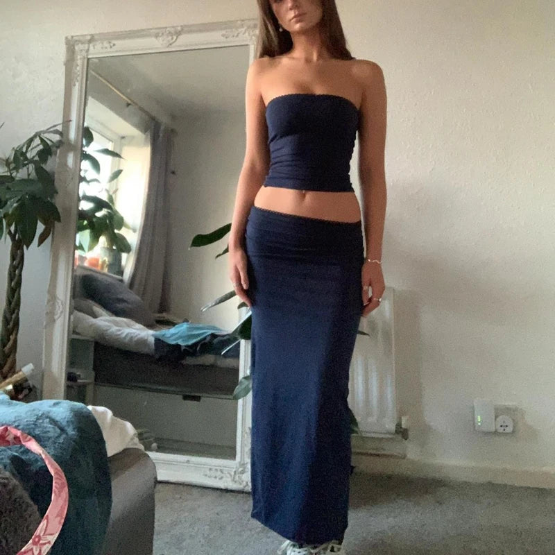 Strapless Tube Bodycon Skirt Two Piece Set - Image 6